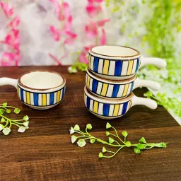 Ceramic Sauce Bowl Ceramic 80ml Small Dip Bowl with Handle Set of 4 for Chutney, Salsa, Sauce-picture-0