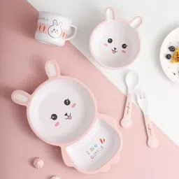 Eco-Friendly Bamboo Fibre Kids 5 Pc Dinner Set - Rabbit - Bamboo-12