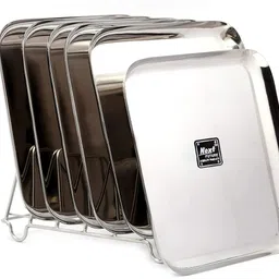 next future 20 Gauge - 23.5 cms - Stainless Steel Plate Set of 6, Nasta Plate, Lunch Plate, Dinner Plate-picture-19