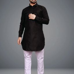 Men Solid Cotton Blend Straight Kurta-image-93