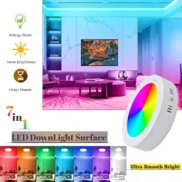 mnlight 9 Watts Round Surface 7 in 1 Multi color Down Light, Pack of 1 Recessed Ceiling Lamp image 2