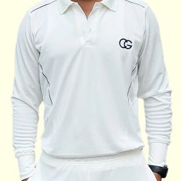 Cricket Jersey Full Sleeves Men Solid Polo Neck Polyester White T-Shirt-image-54
