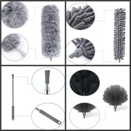 indiwarrior 3 in 1 Microfiber Feather Extendable & Bendable Duster with Long Extension Pole Wet and Dry Duster Set image 5