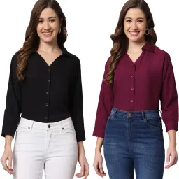 Women Regular Fit Solid Casual Shirt-image-89
