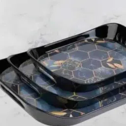 Set of 3 Serving Trays – Nesting Wooden Trays for Food, Drinks, & Home Organzer Tray-image-1