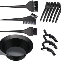 200 ML DYE COLOR MIXING BOWL SET WITH DIFFERENT TYPE HAIR CLIP [Pack Of 13] BLACK Hairdye Mixing Bowl-image-0
