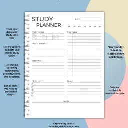 timewise Study Planner SWOT Schedule your Day A5 Planner Unruled 140 Pages image 3