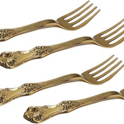 Forks Set of 4 pieces Brass Dinner Forks Floral Daily Multipurpose Use Brass Dinner Fork Set-18