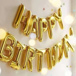 Solid "HAPPY BIRTHDAY" Letters Foil Balloon - Gold Foil Birthday Balloon Balloon-11