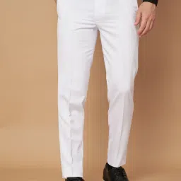Men Slim Fit White Viscose Rayon Trousers-picture-8