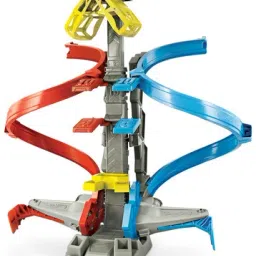 hot wheels Loop & Launch Track Set with Adjustable 2-Foot-Tall Winners Cage image 2