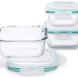 Glass Storage Bowl Borosilicate Square Glass Food Storage Containers Microwave and Oven Safe with Air Vent Lids- Set of 3-320ml, 520ml, 800ml-21