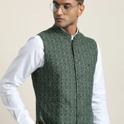 Men Self Design Nehru Jacket-image-44