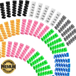 Red Champion 48 Pieces Charger Cable Protector 6 Colors for All wire Data Lines Pack of -12 Cable Protector-image-6