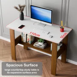 forktail Engineered Wood Computer Desk with One Tier Shelves Laptop Study Engineered Wood Computer Desk image 3