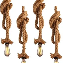 LIGHTING JUTE ROPE HANGING LAMP(BULB NOT INCLUDED) Pendants Ceiling Lamp-28