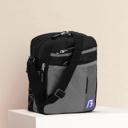 Black, Grey Men Sling Bag Small 7 Zipper Multi Pocket Cross Body Travel Messenger One Side Shoulder Bag-image-0