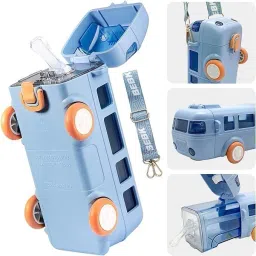 Portable Water Cup In Bus Shape, Children's Small Car Straw Water Cup 500 ml Water Bottle-image-28