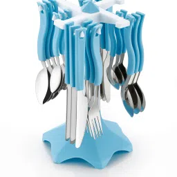 EXPRESSO PREMIUM QUALITY STAINLESS STEEL SPOON - AQUA BLUE Plastic Cutlery Set-5