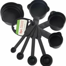 Professional Measuring Cup and Spoon Set of 8 Pieces Plastic Measuring Spoon Set (pack of 8, Black) Plastic Measuring Spoon Set-image-57