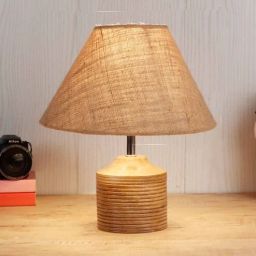 Devansh Wood Table Lamp With Beige Jute Shade by New Era-picture-29
