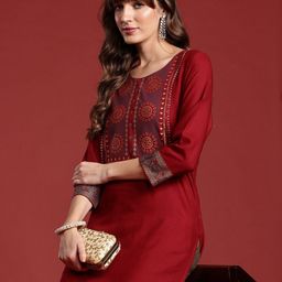 anouk Women Embroidered, Solid Viscose Rayon Straight Kurta-picture-21