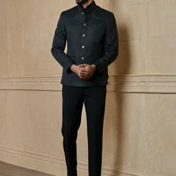 Tasva Mandarin Collar Bandhgala Blazer-picture-14