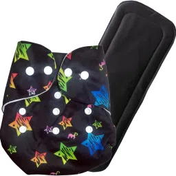 Baby Reusable & Adjustable Printed Cloth Diaper & Wet-Free Bamboo Insert Pad-15