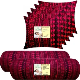 5 Cushion And 2 Microfibre Geometric Bolster Pack of 7-11