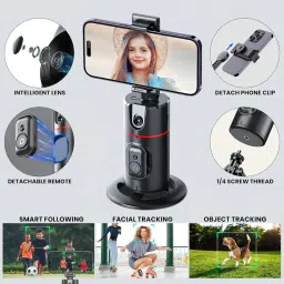 Kidoca Auto Face Tracking Tripod, 360° Rotation Auto Tracking Phone Holder Body Track Single Gimbal for Mobile image 5