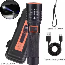 035 Rechargeable Torch, Aircraft Aluminum Body, Telescopic Zoom, Led Flashlight 2 hrs Torch Emergency Light-1