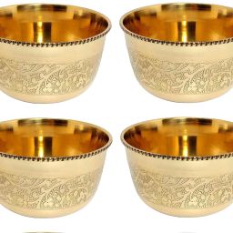 Brass Cereal Bowl Brass Floral Bowls for Dinnerware,Serveware Katori -200 ML -( Pack of 4 pc )-9