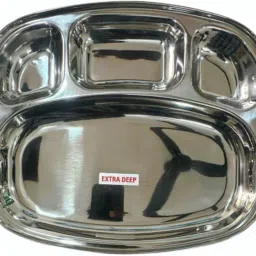 4 Compartment Stainless Steel Dinner Plate Tray-image-78