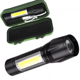 Portable Small Hand Torch Light Zoomable Emergency Torch with Side Searchlight Torch-12
