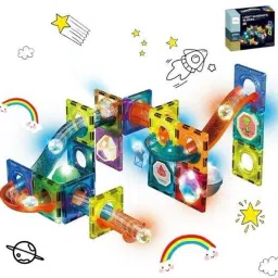 Magnetic Construction Stem & Steam Light Marble Run Tiles & Race Track for Kids-image-5