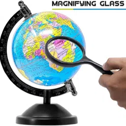 uniique Brand Globe ( 5" ), Laminated, with monuments, with Magnifying Lens, Student use, small Size, Educational learning, Table Top, Desk Table, with heavy steel finish Arc and Base, Home Decor, Gift item, Office Globe Desk and Table Top world World Globe image 2