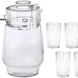 1st Time Versatile Transparent Jug & 4 Glass Set for Beverage Service, AA-10 Jug Glass Set-image-68