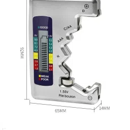 syga Digital Battery Tester Battery Capacity Tool Small Mini Button Batteries-Silver Analog Battery Tester image 2