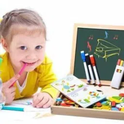 sktoyzone 2 in 1 Magnetic Wooden Puzzle Educational Learning with Writing & Drawing Board image 3