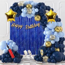 Golden Blue Balloons Happy Birthday Decoration Kit 1st Birthday Decoration-37