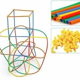 pulsbery Plastic Useful Colorful Straw Building Blocks for Kids-200 Piece image 3
