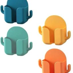 Eventa 4 Pcs Self-Adhesive Phone Charging Stand | Wall Mount Mobile Holder (MULTICOLOR) Mobile Holder-0