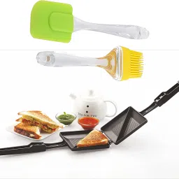 DUrable Aluminium Non Stick 2 Slice Sandwich Maker Silicone Brush Combo Set Toast-18