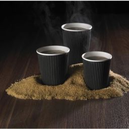 Pack of 100 Paper Biodis Ripple Paper Disposable Coffee Tea Cup 250 ml - Pack of 100 - Black-11
