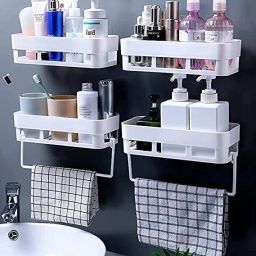Bathroom Shelf Rack for Home and Kitchen. Self-Adhesive Sticker Without Drilling Plastic Wall Shelf-image-16