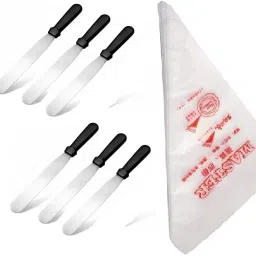 6inch Palette Knife server and piping bag(12pcs) Stainless Steel Cake Server-27