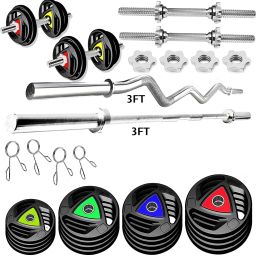 30 kg (2.5kgx4 + 5kgx4) Rubber Plates 3 Curl 3 Straight 28mm 2 Dumbbell Rod Home Gym Combo-image-13