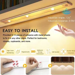 nairo Under Cabinet Lights Led Motion Sensor Indoor,Usb Rechargeable,3 Light Modes 8 hrs Flood Lamp Emergency Light image 4