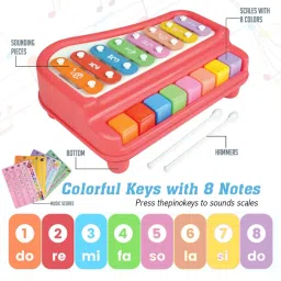 masoomtoys 2 in 1 Piano and Xylophone Toy with 8 Colorful Keys for Toddlers and Kids MT4 image 2