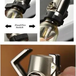 zenkidfashion Refillable Cylindrical shaped trendy Windproof Jet Flame Lighter with Fixed Fire Switch ( MULTICOLOUR) Pocket Lighter image 5